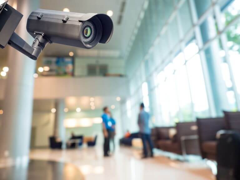 Bullet Security Camera situated to capture footage of a corridoor